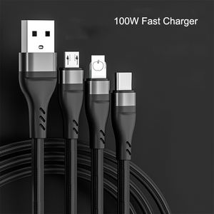 Câble universel 3-en-1 à charge rapide USB-C/Micro USB en nylon tressé 6A Charge rapide Conducteur en cuivre pur <span class=keywords><strong>pour</strong></span> <span class=keywords><strong>montre</strong></span> intelligente Android - Product Image 6