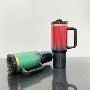 Custom Logo Gradient Christmas <b>Glitter</b> Gold Plated Tumbler Ombre <b>Red</b> Green 40Oz Mugs With Handle for Laser Engraving - Product Image 4