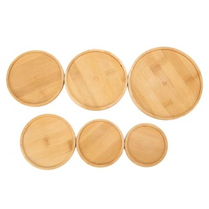 Ensemble de plateaux décoratifs en bambou, formes multiples, couleur bois naturel, design minimaliste, tapis de bureau pour la maison et le bureau - Product Image 4