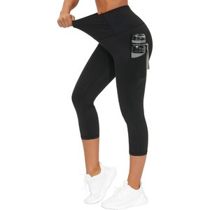 Pantalon de yoga capri à taille haute FOXA avec poches, leggings de sport pour femme, effet ventre plat - Product Image 6