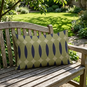 Housse de <span class=keywords><strong>coussin</strong></span> lombaire 100 % coton à motif géométrique abstrait vert olive et <span class=keywords><strong>bleu</strong></span> marine, pour canapé et chaise - Product Image 4