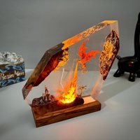 Lampe en résine Dragon de Feu en époxy, veilleuse artisanale en résine, LED multicolore, idéale pour la décoration de la maison et de la chambre, cadeaux uniques pour anniversaires et fêtes