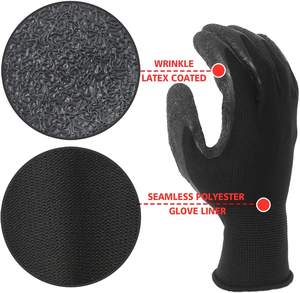 CE EN388-guantes de trabajo de seguridad para la construcción, protectores de manos recubiertos de goma y látex, color rojo, poliéster, arrugado - Product Image 3