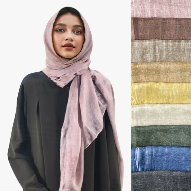 Syal sutra bandana mewah etnis kustom syal viscose hijab muslim syal wanita desain warna solid 2024