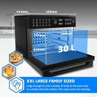 Appareils de cuisine Four à friteuse à air électrique 30L à convection avec fonction de cuisson, déshydratation et rôtisserie, comprenant 4 accessoires