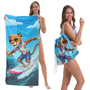 Custom 2-in-1 Foldable Beach Towel, Sand-Free Quick-Dry 70x140/80x160cm Absorbent Printed Microfiber Pool Towel for Summer - Product Image 2