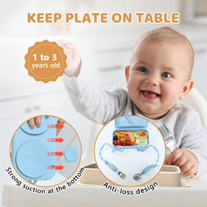 Assiette pliante rectangulaire en silicone de qualité alimentaire sans BPA, compatible micro-ondes, pour bébé, OEM, portable, pour voyage, avec compartiments, pour enfants - Product Image 3