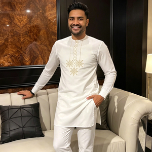Nuevo Conjunto Dashiki <span class=keywords><strong>Africano</strong></span> de Dos Piezas <span class=keywords><strong>para</strong></span> Hombre, Túnica Bordada de Manga Larga y Pantalones, Atuendo Étnico Formal <span class=keywords><strong>para</strong></span> Bodas, Fiestas y Eid - Product Image 6