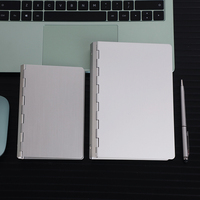 Couverture de classeur en aluminium A4B5A5A6A7, rechargeable, pour carnet à feuilles mobiles, classeur à anneaux ronds, dossier métallique, fournitures de bureau et scolaires