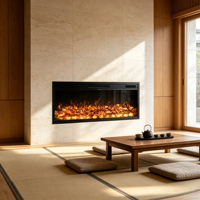 Cheminée électrique française encastrable de 32 pouces avec insert linéaire à flamme LED, chauffage 1500W, contrôle intelligent par application/télécommande pour salon domestique
