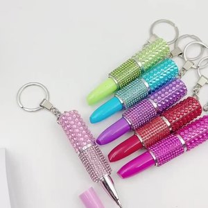 <span class=keywords><strong>Rouge</strong></span> <span class=keywords><strong>à</strong></span> lèvres en forme de stylos <span class=keywords><strong>à</strong></span> bille roulante porte-clés strass cristal <span class=keywords><strong>rouge</strong></span> <span class=keywords><strong>à</strong></span> lèvres stylo avec porte-clés créatif écriture stylos cadeau - Product Image 1