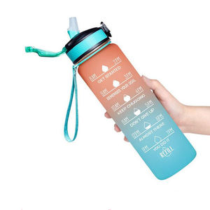 Bouteille d'<span class=keywords><strong>eau</strong></span> en plastique avec marqueur <span class=keywords><strong>de</strong></span> temps Logo personnalisé 1000ml Tritan motivationnel 1L Sports Tritan Bouteille d'<span class=keywords><strong>eau</strong></span> avec paille - Product Image 2