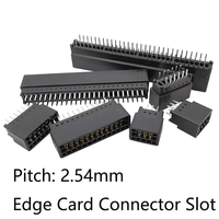 Connecteur de carte à pas de 2,54 mm, 4/6/8/10/12/14/16 broches, broches droites/coudées/à bords soudés, fente pour carte, connecteur PCB, connecteur à plaquettes dorées, à trous traversants