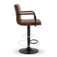 Tabouret de bar moderne avec accoudoirs, pivotant, réglable en hauteur, design ergonomique, siège rembourré, structure métallique, cuir