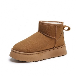 Bottes de neige mi-mollet pour femmes, en cuir véritable, doublées, légères, respirantes, chaudes, confortables, antidérapantes, pour l'hiver froid - Product Image 5