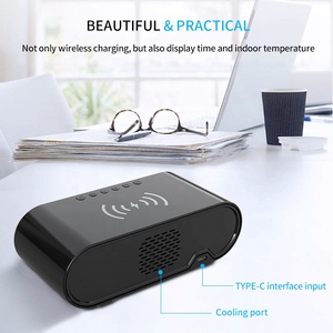 Led Desktop Klok Temperatuur Display Draadloze Oplader Spiegel 3 In 1 Draadloze Oplader Omgevingslicht Slimme Tafel Wekkers - Product Image 6