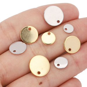 Colgante Redondo de Acero Inoxidable con Logotipo, de un Solo Orificio, para Joyería DIY, Accesorio Grabable Personalizable, Color Oro y Plata - Product Image 2