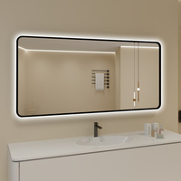 Miroir mural moderne HD intelligent pour salle de bain Miroir mural rectangulaire sans cadre avec capteur lumineux Anti-buée Miroir mural multifonction pour