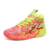 Zapatillas de Baloncesto Profesionales para Hombre 2026, Zapatillas Deportivas de Caña Alta con Malla y Absorción de Impactos, Diseño Gráfico de Llama Azul y Roja, Calzado de Entrenamiento