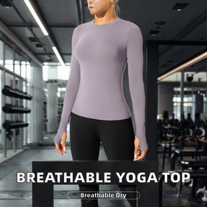 Camiseta de Yoga sin Costuras para Mujer MSF, Transpirable, Elástica en Cuatro Direcciones, Cuello Redondo, de Secado Rápido, Absorbente de Sudor, Tejido de Spandex/Nylon - Product Image 2