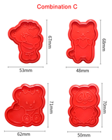 Bestseller Valentinstag Keksform Rosen-Herz-Diamant Backformen Kuchendekoration Werkzeuge 4-teiliges Set Kunststoff-Ausstecher