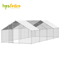 Corral de Metal Galvanizado Resistente para Aves de Corral, 3m X 7.85m X 1.98m, con Techo de PE y Puerta con Cerradura, para Granjas Avícolas y Casas para Mascotas