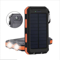 Batterie solaire portable 10000mAh à succès avec lampe de camping, boussole, câble intégré et double sortie USB
