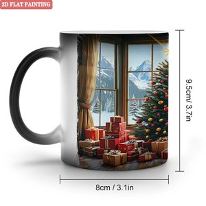 Ensemble cadeau de Noël, tasse à café en céramique noire givrée de 11 oz, tasse à changement de couleur activée par la chaleur - Product Image 1