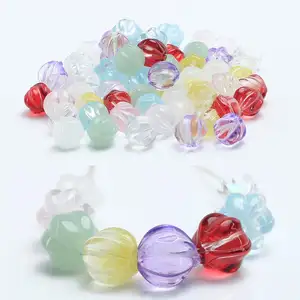 100pcs Multicolor Pumpkin Shape Czech Glass Beads Lampwork Crystal Glaze Bead for Jewelry Making DIY Necklace Earrings