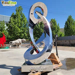 YOUFINE Décoration de jardin d'extérieur, sculpture abstraite en acier inoxydable poli miroir, fabricants à vendre - Product Image 3