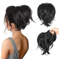 Offre Spéciale postiches pince à griffes fils métalliques pliables extension de queue de cheval courte chignon désordonné morceau de cheveux pour les femmes