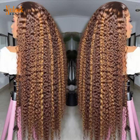 Wig Rambut Asli Gelombang Air Warna Highlight Kepadatan 300% Model Small Knots Tanpa Lem 13x4 13x6 HD Lace Frontal untuk Wanita Kulit Hitam