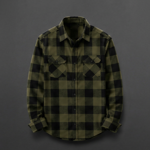 Chemise en flanelle à carreaux à manches longues pour homme de haute qualité, coupe classique, décontractée, en coton, boutonnée - Product Image 1