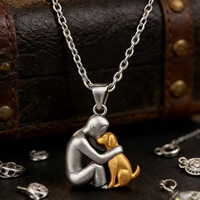 Nouveau Collier Cadeau Fête des Mères Transfrontalier, Pendentif Étreinte Mère-Enfant en Acier Inoxydable, Commémoratif pour Couples, Tendance