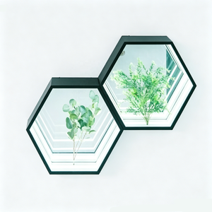 Wholesale Irregular <b>LED</b> Makeup Mirror <b>LED</b> <b>Light</b> <b>Box</b> Art Deco Design RoHS/REACH Certified Green Plant Decor Commercial Interior - Product Image 1