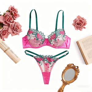 ملابس داخلية نسائية نسائية دانتيل ملابس داخلية لف من ثلاث نقاط طقم حمالة صدر مثيرة - Product Image 6