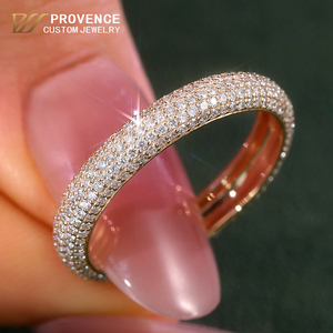Unisex <b>dainty</b> Full diamond inlay hiphop style 14k solid gold <b>rings</b> mens wedding band custom fine jewellry lab diamond <b>ring</b> - Product Image 1