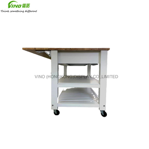 Îlot de cuisine moderne en bois massif avec rangement et plan de travail extensible - Product Image 2