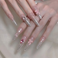Paso Sico Cut Sparkling Bottomless Support Pigeon Egg Nail Art Diamond Studs Glass Crystal Oval Transparent Light Luxury Nail