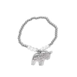 Fashion <b>Beaded</b> <b>Bracelet</b> 316L Stainless Steel PVD <b>Gold</b> Plating Elephant Charm Sustainable Resistant Jewelry - Product Image 1