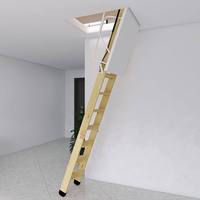 Escalier télescopique escamotable en pin massif, échelle rotative pliante pour maison, villa, duplex, grenier
