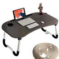Support de lecture pour ordinateur Portable, 1 pièce, plateau de lit ou de bureau pour ordinateur Portable, avec jambes pliables et fente pour tasse