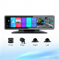 Kamera dasbor DVR mobil, kontrol jarak jauh 4G 12 "layar sentuh cermin, kamera dasbor DVR mobil dengan 4 kamera WiFi GPS ADAS aplikasi seluler