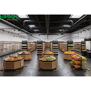 Étagères de supermarché à grain de bois, présentoirs de vente au détail, ensemble d'étagères gondoles pour l'aménagement des allées de magasin d'alimentation - Product Image 4