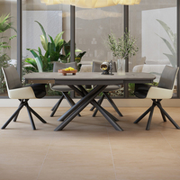 Ensemble de table à manger extensible de l'usine de Foshan, 6 places, Oka Garden, 6 chaises, ensemble de table à manger, meubles de luxe