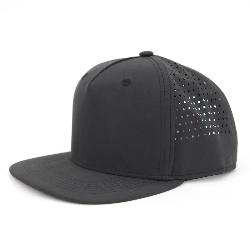 Custom Logo Sport Baseball Cap Hip Hop Plain Snapback cap for Men 5 Panel 3D Embroidery Hat Laser Hole Waterproof Quick Dry Cap