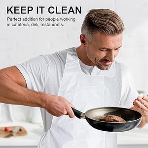 Huamaohengchun2 Mil Delantales Desechables de Polietileno Blancos 46"x28" - Baberos de Plástico Impermeables para Cocinar, Lavar Platos y Arte (Paquete de 50) - Product Image 4