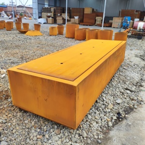 Modern <b>Large</b> Outdoor <b>Garden</b> Rectangle Metal <b>Feature</b> Corten Steel <b>Water</b> Fountain - Product Image 6