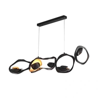 Lustre design nordique réglable en hauteur pour restaurant et bar, lampe LED créative en fer de style nordique, noire, à intensité variable, garantie 3 ans