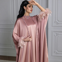 Vêtements islamiques du Moyen-Orient, robe de soirée pour femmes musulmanes, robe élégante arabe de Dubaï, abaya ouverte avec strass, robe intérieure, ensemble deux pièces